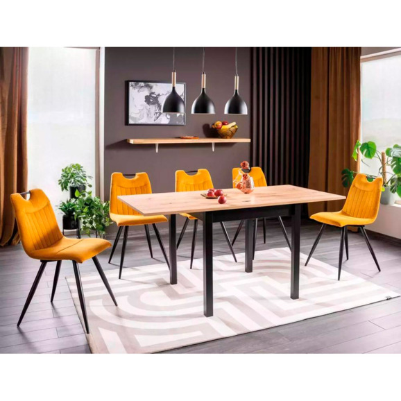 Стол обеденный Pond, раскладной, дуб артизан, черный - фото 2