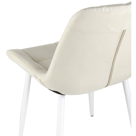 Стул Флекс велюр светло-бежевый белые ножки - фото 4