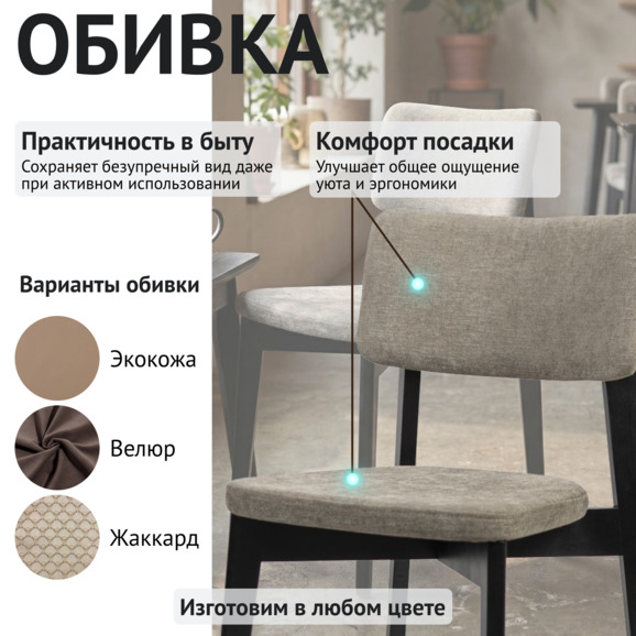 Стул Топас, черная морилка, бежевый Стул Топас, черная морилка, бежевый - фото 3