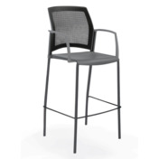 Фотография товара Стул Ре:Вилль барный со спинкой-сеткой и закрытыми подлокотниками, серый, черный от компании ChiedoCover.