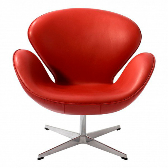 Кресло Swan (Arne Jacobsen), красная экокожа - фото 1