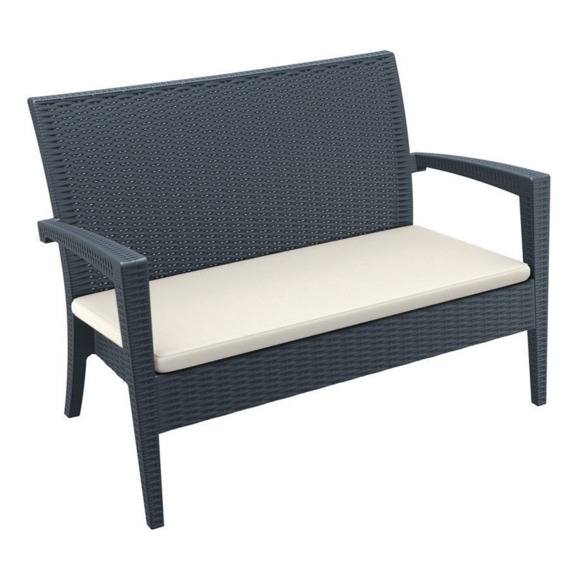 Диван пластиковый плетеный с подушкой Miami Lounge Sofa, антрацит - фото 1