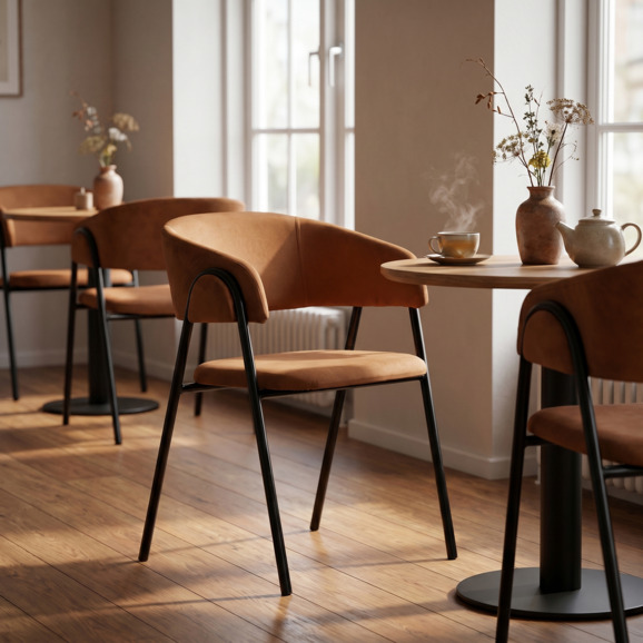 Стул Габана, велюр Тедди 960, каркас металл черный - фото 7