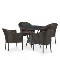 Настоящее фото товара Комплект мебели Энфилд, коричневый, 4 стула, круглая столешница, произведённого компанией ChiedoCover