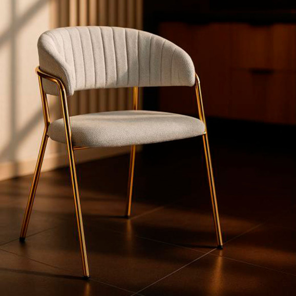 Стул на металлокаркасе Kamelia светло-серый / ткань золотые ножки Стул на металлокаркасе Kamelia светло-серый / ткань золотые ножки - фото 7