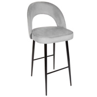 Настоящее фото товара Стул Пиннате, барный, светло-серый, черный, велюр, произведённого компанией ChiedoCover