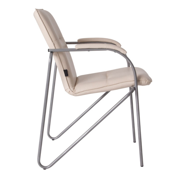 Стул Самба, кожзам Вега Капучино, каркас серебро, подлокотники мягкие - фото 8