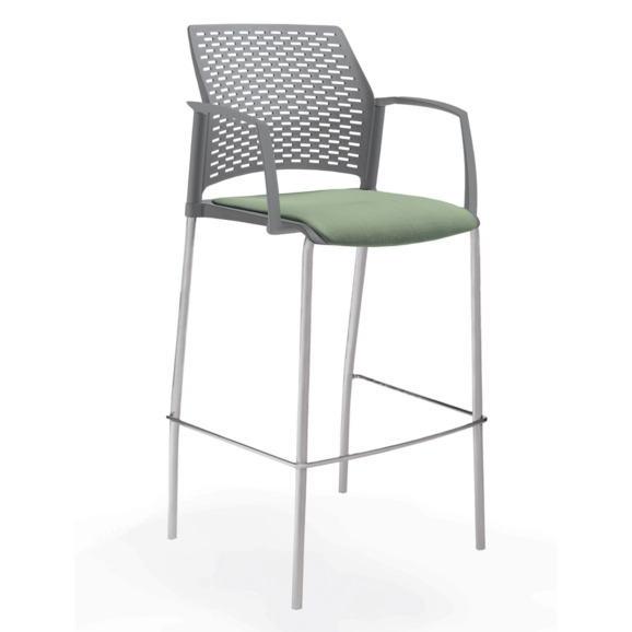 Стул Ревайнд барный с мягким сиденьем и закрытыми подлокотниками, серый - фото 3