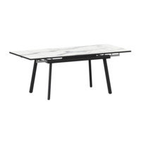 Фотография Стол раздвижной Гранди 1200+300+300, мрамор белый, черный муар от производителя ChiedoCover, картинка продукции, реальное фото товара Настоящее фото товара Стол раздвижной Гранди 1200+300+300, мрамор белый, черный муар, произведённого компанией ChiedoCover