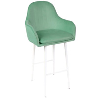 Настоящее фото товара Кресло Сета, барные ножки, светло-зеленый, белый, велюр, произведённого компанией ChiedoCover
