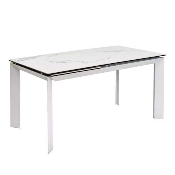 Стол Cremona 140, matte statuario, белый мрамор матовый, керамика, белый каркас - фото 1