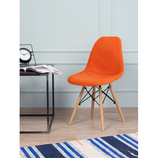 Чехол Е02 на стул Eames, уплотненный, велюр оранжевый - фото 2