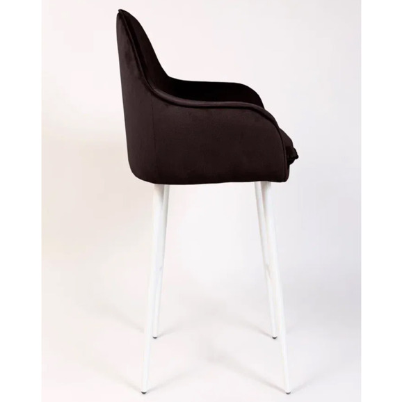 Кресло Сета, барные ножки, коричневый, белый, велюр - фото 7