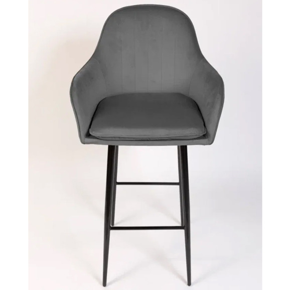 Кресло Сета, барные ножки, серый, черный, велюр - фото 2