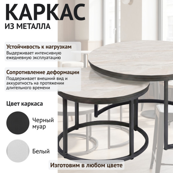 Стол Мэдисон x2, столешница Слопаст 933 матовая, черная кромка, черный каркас - фото 3