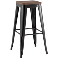 Настоящее фото товара Стул барный TOLIX, черный глянцевый, темное дерево KD, произведённого компанией ChiedoCover