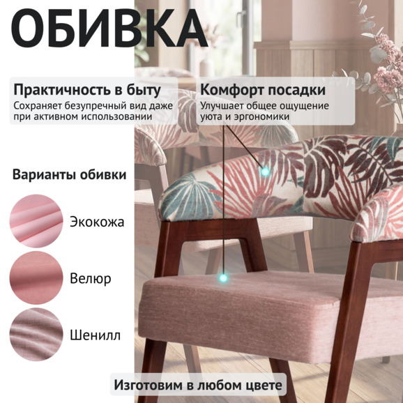 Стул Рикко, Арт визион модена плейн 4048, ножки бук Стул Рикко, Арт визион модена плейн 4048, ножки бук - фото 3