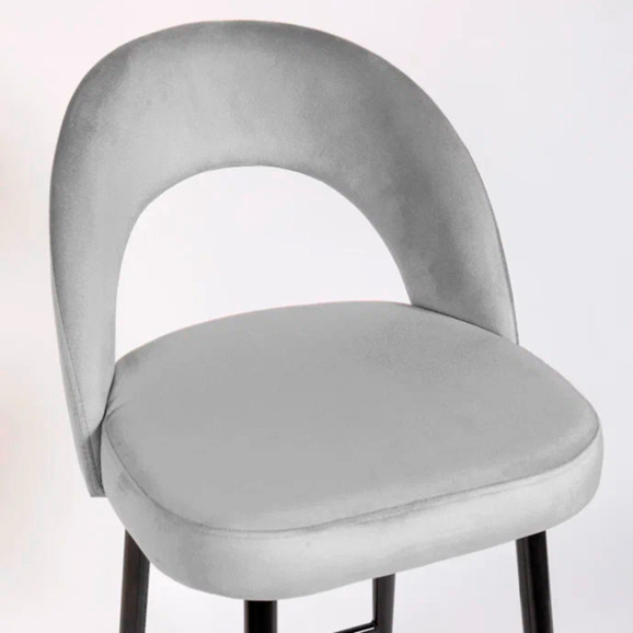 Стул Пиннате, барный, светло-серый, черный, велюр - фото 7