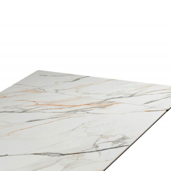 Керамический стол Вейв 160(220)х89 белый с прожилками gilt white / черный - фото 7