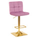 Барный стул Арканес, золотая база, велюр фиолетовый