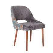 Фотография товара Стул Мила, спинка гобелен Винтаж голубой, велюр Monaco 14, ножки бук, морилка светлый орех от компании ChiedoCover.