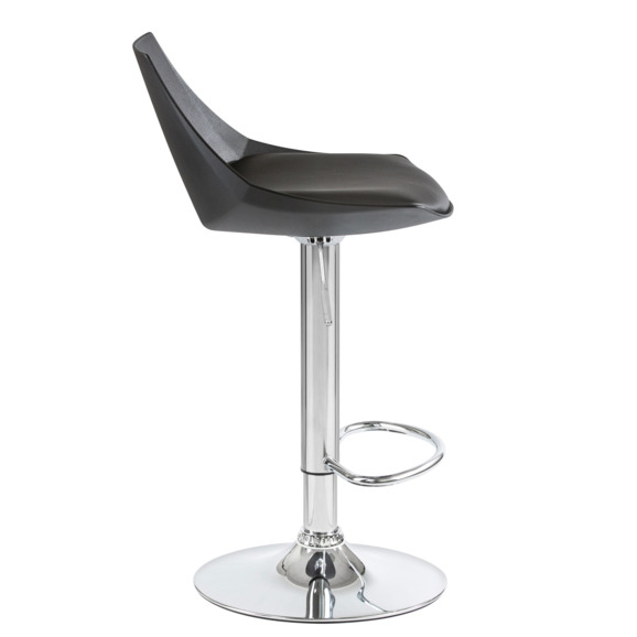 Барный стул АМАЛЬФИ, хром сталь, пластик, кожзам черный - фото 3