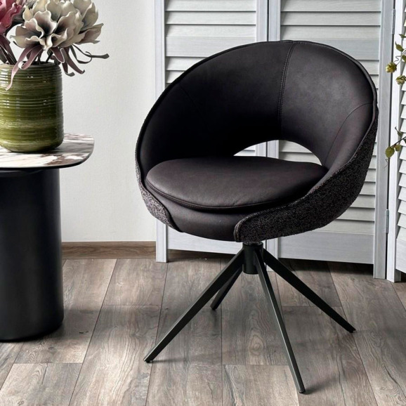 Стул ANABEL 360 град. поворот Черный Maison 99# / OTE COBBLE 457 / серый каркас - фото 8
