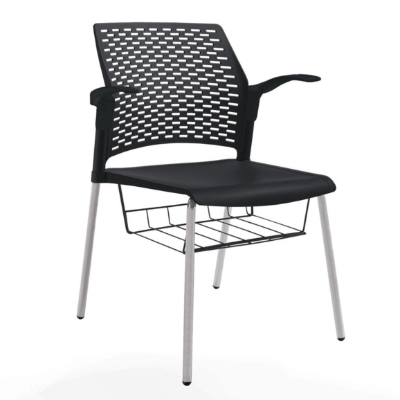 Стул Wind с корзиной для бумаг, с подлокотниками, черный, серебряный - фото 1