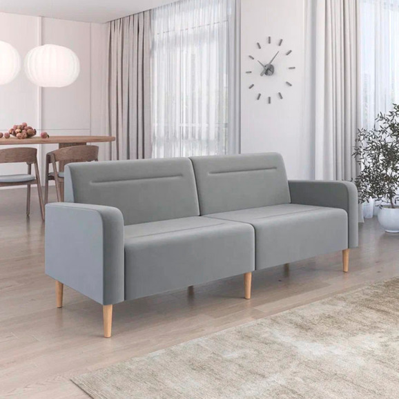 Диван Папилла, велюр, 202 см, светло-серый - фото 4