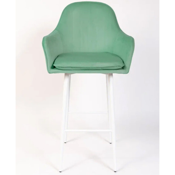 Кресло Сета, барные ножки, светло-зеленый, белый, велюр - фото 2