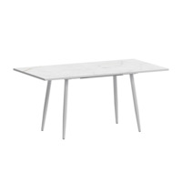 Фотография Стол раздвижной Бетти 1100+300 азул, белый муар от производителя ChiedoCover, картинка продукции, реальное фото товара Настоящее фото товара Стол раздвижной Бетти 1100+300 азул, белый муар, произведённого компанией ChiedoCover