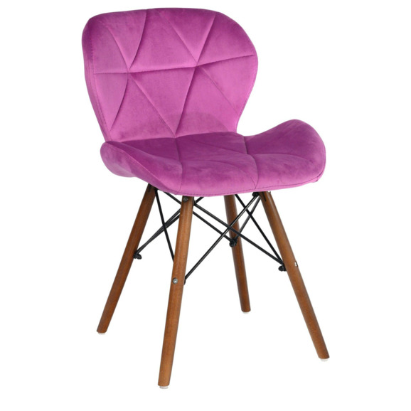 Стул мягкий Eames, велюр, бук, малиновый - фото 1