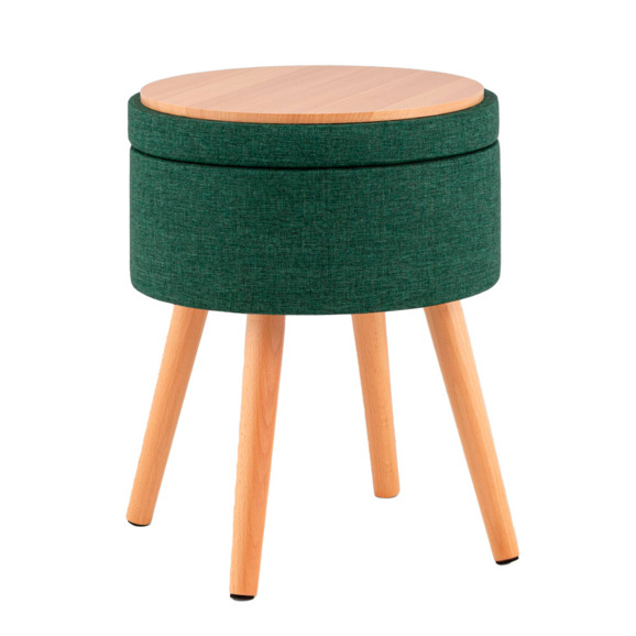 Пуф с ящиком Store Woody рогожка темно-зелёная - фото 3