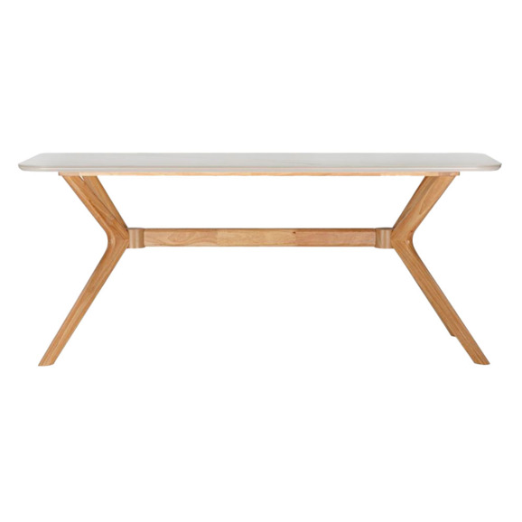 Стол Unika 180x80 белый спеченный камень / светлое дерево - фото 2