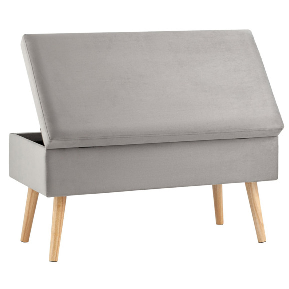 Банкетка Сторми, с ящиком, велюр, серый - фото 4