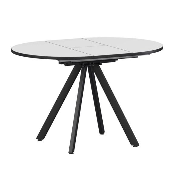 Стол раздвижной Лаки мини 800+300мм, супер белый, черный муар Стол раздвижной Лаки мини 800+300мм, супер белый, черный муар - фото 1