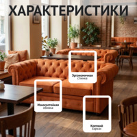 Фотография Диван Честер, двухместный, велюр, оранжевый Фотография товара Диван Честер, двухместный, велюр, оранжевый от компании ChiedoCover.