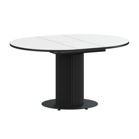 Стол раздвижной Амор 1000+300, супер белый, черный муар Стол раздвижной Амор 1000+300, супер белый, черный муар - фото 1