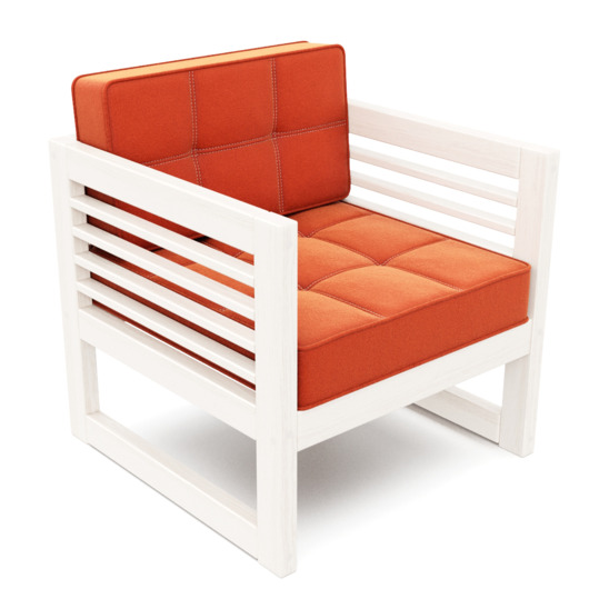 Кресло Вега беленый дуб, оранжевое - фото 1