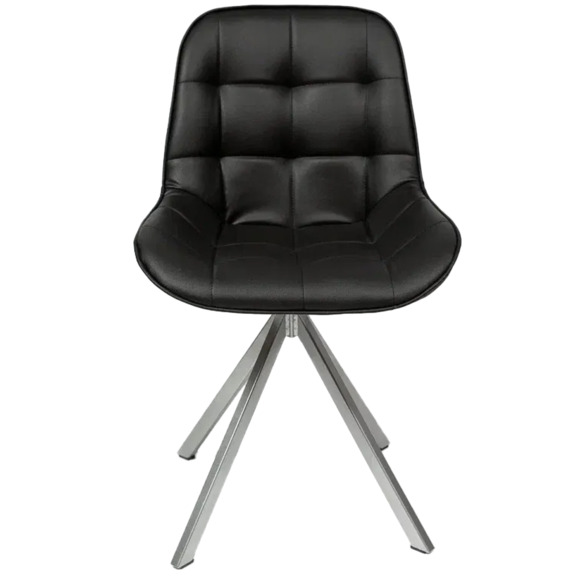 Стул Мускус, пирамида, кожа, черный, серебряный - фото 1