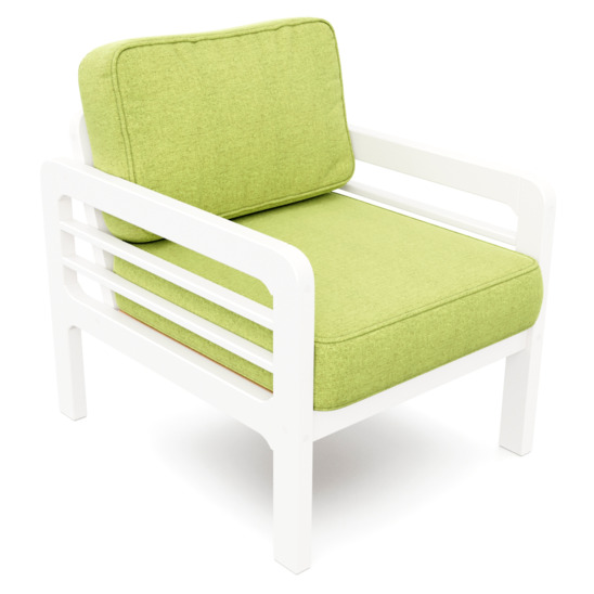Кресло Эмма зеленое, беленый дуб - фото 1