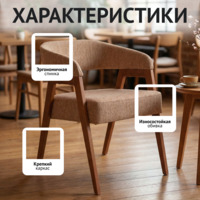 Фотография товара Стул Рикко, рогожка Бинго 32, бук морилка светлый орех от компании ChiedoCover.