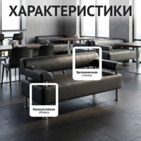 Фотография товара Диван Бизнес, черная экокожа, каркас металл от компании ChiedoCover.