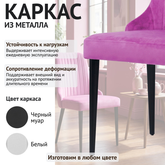 Стул Конгсберг, велюр Велютто 41, каркас металл черный - фото 4