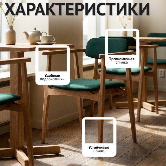 Стул Гави, велюр Велутто 33, ножки бук под лак - фото 2