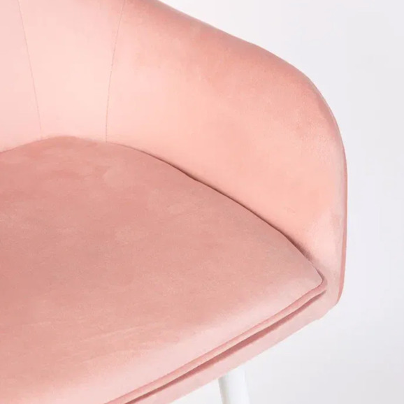 Кресло Сета, барные ножки, розовый, белый, велюр - фото 9