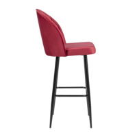 Барный стул Тони, велюр красный Bella 04, металл черный