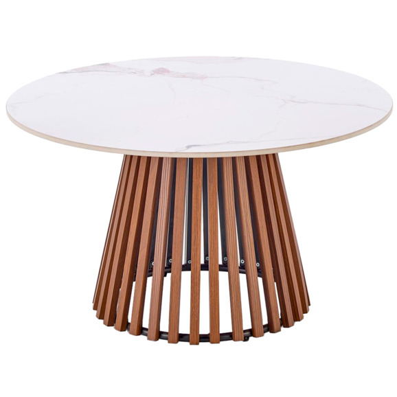 Стол журнальный Vellum, бежевый мрамор, орех - фото 1