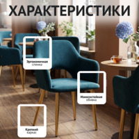 Фотография товара Стул Аква, синий велюр, ножки металл Бонд Чайна от компании ChiedoCover.