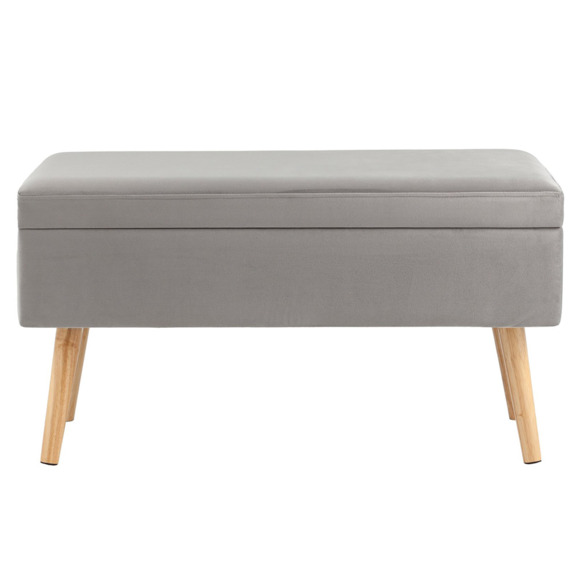 Банкетка Сторми, с ящиком, велюр, серый - фото 2
